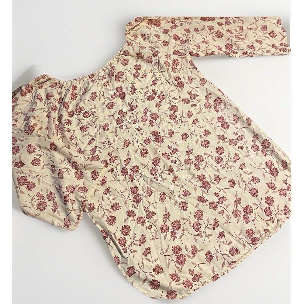 Vintage 90's Red and Cream‎  floral blouse | Size Large Quarter Sleeve